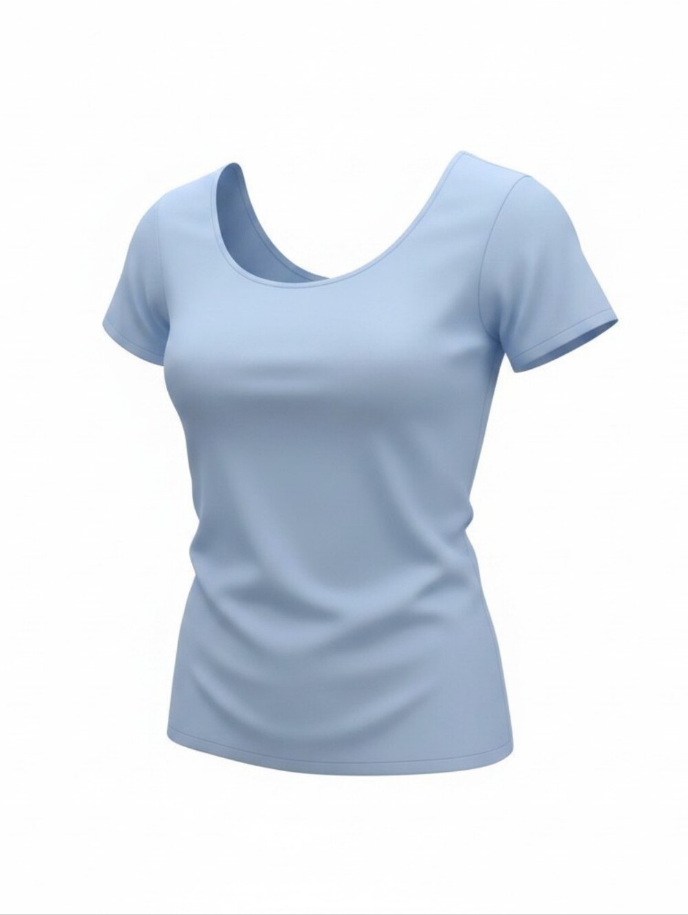 L.L. Bean Scoop Neck Short Sleeve Tee - Light Blue